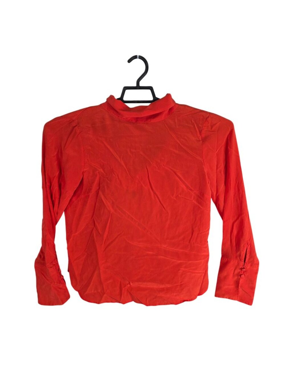 Womens J. Crew Red 100% Silk Blouse Back Tie Long Sleeve Lightweight Size 6